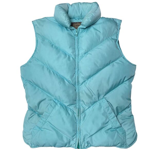 Vintage Eddie Bauer Womens Puffer Vest Goose Down Quilted Teal Green Medium - Picture 1 of 12